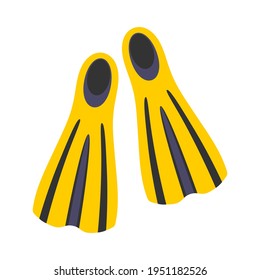 yellow flippers for diving icon in flat style isolated on white background, swimming symbol vector illustration
