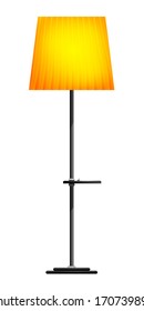 Yellow floor lamp on a white background 