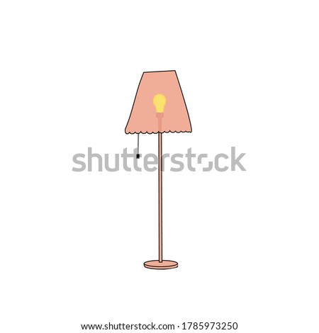 Yellow floor lamp on a white background