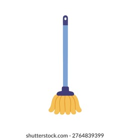Yellow floor mop illustration, cleaning service household equipment icon in flat vector design