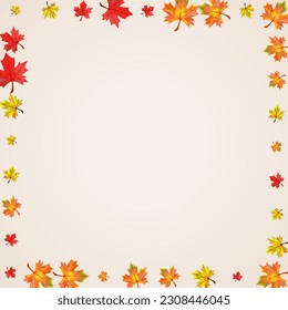 Yellow Floral Background BeigeVector. Foliage Beautiful Texture. Orange Shape Leaves. Ground Leaf Illustration.
