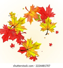 BeigeVector amarillo de fondo floral amarillo. Sale del marco de noviembre. Hoja de la colección dorada. Tarjeta de follaje forestal.