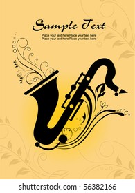 yellow floral background with creative floral pattern sexophone