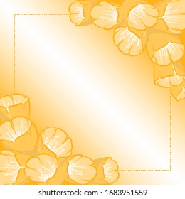 Yellow floral background with a frame. Vector illustration for wedding invitations, greeting card and banners.
