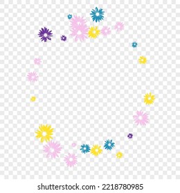 Yellow Floral Background Transparent Vector. Leaf Element Textile. Purple Chamomile Summer. Fabric Banner. Cover Bright Petal.