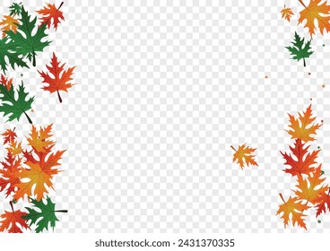 Yellow Floral Background Transparent Vector. Foliage Decor Template. Green Realistic. Season Texture. Ocher Maple Isolated.
