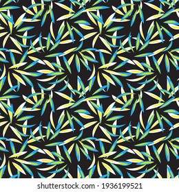 Yellow Floral botanical seamless pattern background suitable for fashion prints, graphics, backgrounds and crafts