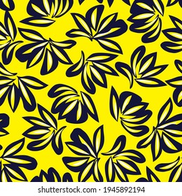Gelbe, florale, nahtlose Muster-Hintergrund, geeignet für Modedrucke, Grafiken, Hintergründe und Kunsthandwerk
