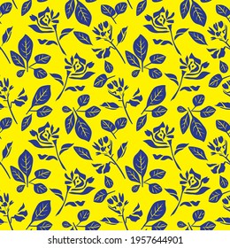 Fondo amarillo floral sin soldadura para el fondo de patrón inoxidable adecuado para las impresiones de moda, gráficos, fondos y artesanías