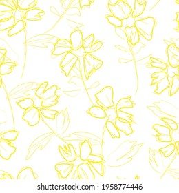 Yellow Floral botanical seamless pattern background suitable for fashion prints, graphics, backgrounds and crafts