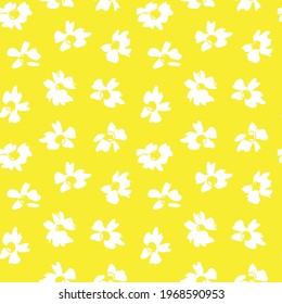 Yellow Floral botanical seamless pattern background suitable for fashion prints, graphics, backgrounds and crafts