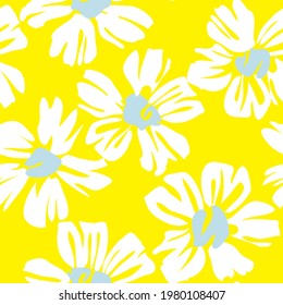 Yellow Floral botanical seamless pattern background suitable for fashion prints, graphics, backgrounds and crafts
