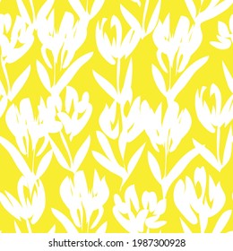 Fondo amarillo floral sin soldadura para el fondo de patrón inoxidable adecuado para las impresiones de moda, gráficos, fondos y artesanías