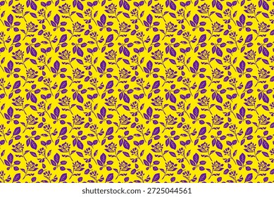 Fundo de padrão sem costura botânico amarelo floral adequado para impressões de moda, gráficos, fundos e artesanato