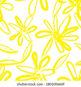 Yellow Floral brush strokes seamless pattern background for fashion prints, graphics, backgrounds and crafts