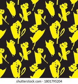 Yellow Floral brush strokes seamless pattern background for fashion prints, graphics, backgrounds and crafts