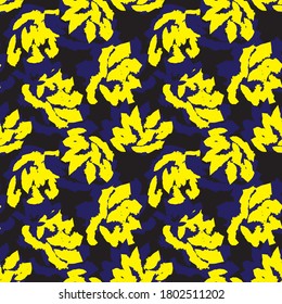 Yellow Floral brush strokes seamless pattern background for fashion prints, graphics, backgrounds and crafts