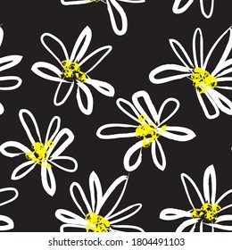 Yellow Floral brush strokes seamless pattern background for fashion prints, graphics, backgrounds and crafts