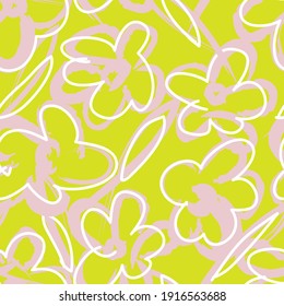 Yellow Floral brush strokes seamless pattern background for fashion prints, graphics, backgrounds and crafts