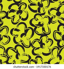 Yellow Floral brush strokes seamless pattern background for fashion prints, graphics, backgrounds and crafts