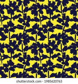 Yellow Floral brush strokes seamless pattern background for fashion prints, graphics, backgrounds and crafts