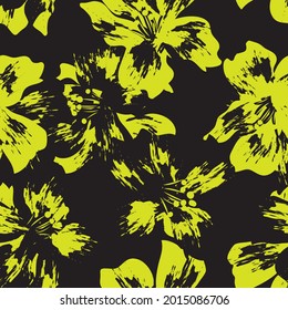 Yellow Floral brush strokes seamless pattern background for fashion prints, graphics, backgrounds and crafts