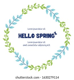 Yellow floral frame design and unique leaf pattern, for hello spring poster design. Vector