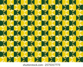 Yellow floral and geometric patterns, circles, triangles seamless pattern, tablecloth pattern, wrapping paper pattern
