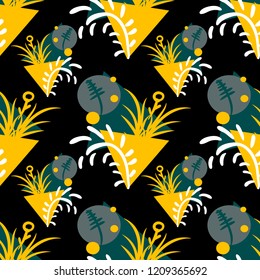 yellow floral ornament on a dark color