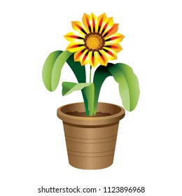yellow floral plant bearing a flower in a pot
