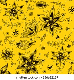 Yellow floral seamless pattern
