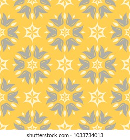 Yellow floral seamless pattern. Background with flower designs for wallpapers, textile and fabrics