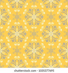 Yellow floral seamless pattern. Background with flower designs for wallpapers, textile and fabrics