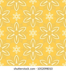 Yellow floral seamless pattern. Background with flower designs for wallpapers, textile and fabrics