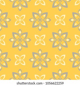 Yellow floral seamless pattern. Background with flower designs for wallpapers, textile and fabrics