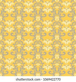 Yellow floral seamless pattern. Background with flower designs for wallpapers, textile and fabrics
