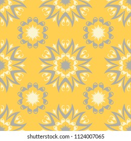 Yellow floral seamless pattern. Background with flower designs for wallpapers, textile and fabrics