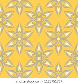Yellow floral seamless pattern. Background with flower designs for wallpapers, textile and fabrics