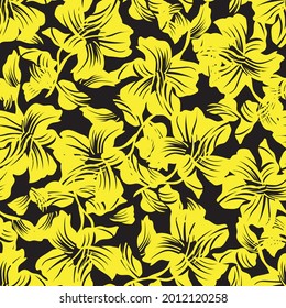 Yellow Floral seamless pattern background for fashion textiles, graphics, backgrounds and crafts