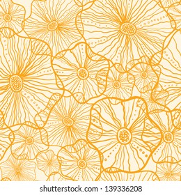 Yellow floral shapes seamless pattern background