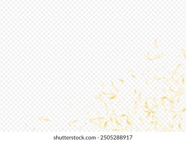 Yellow Floral Summer Vector Transparent Background. Delicate Blur Cherry Backdrop. Gold Sakura Japanese Illustration. White Blossom Fly Cover. Flying Flower Poster.