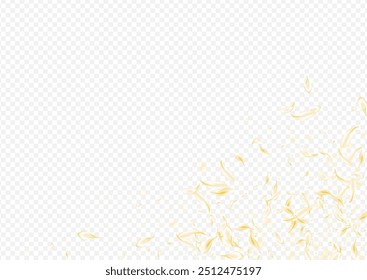 Yellow Floral Summer Vector Transparent Background. Delicate Blur Cherry Backdrop. Gold Sakura Japanese Illustration. White Blossom Fly Cover. Flying Flower Poster.