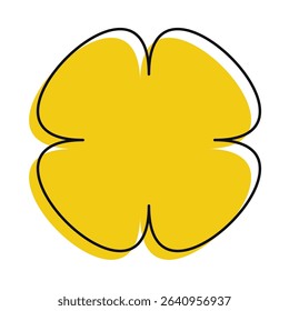 Yellow floral symbol with loose doodle edge and geometric petals. Warm and inviting with retro vibes.