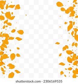 Yellow Floral Tender Vector Transparent Background. Falling Flower Backdrop. Lemon Petal Spring Pattern. Beautiful Rose Blur Cover.
