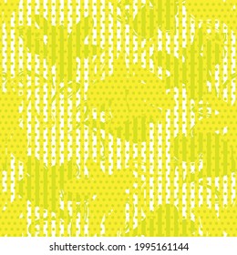 Yellow Floral tropical botanical seamless pattern with striped background for fashion textiles and graphics