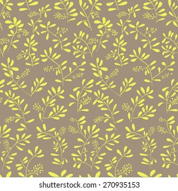 Yellow Floral vector pattern. Wild Cherry branches