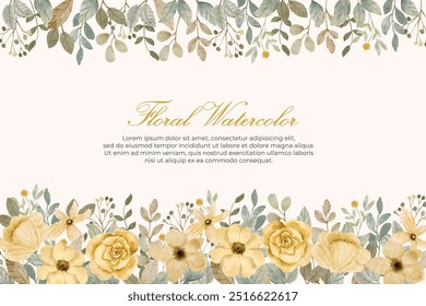 Fondo de marco de acuarela floral amarillo