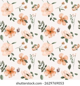yellow floral watercolor seamless pattern