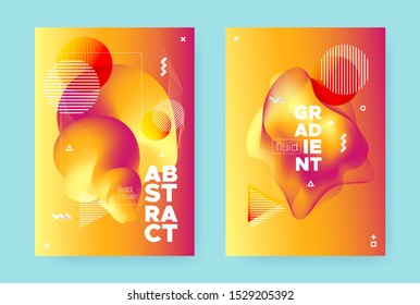 Yellow Flow Background. Red Modern Hipster Banner. Bright Liquid Shape. Vibrant Memphis Illustration. Autumn Fluid Gradient. Graphic Abstract Banner. Sun Music Poster. Orange Fluid Brochure.