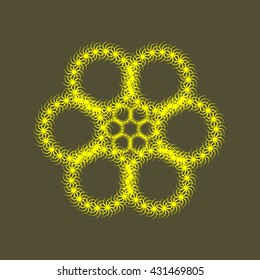 Yellow flower. Abstract schematic dandelion on brown background